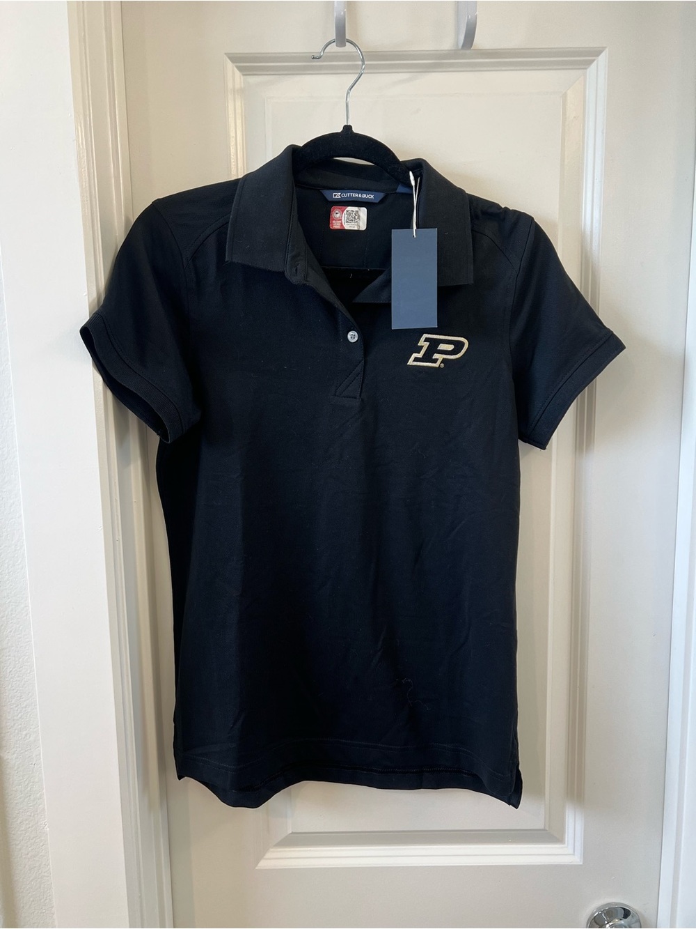 Cutter & Buck Black Kids Polo with Purdue 'P' Logo